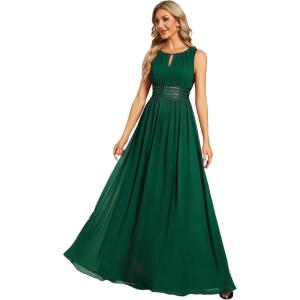 imageEverPretty Womens Fall Crew Neck Sleeveless Ruched A Line Hollow Out Sequin Maxi Formal Wedding Guest Dress 01955Deep Green