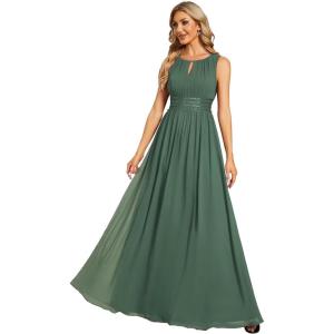 imageEverPretty Womens Fall Crew Neck Sleeveless Ruched A Line Hollow Out Sequin Maxi Formal Wedding Guest Dress 01955Eucalyptus Green