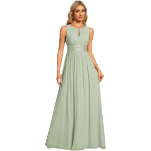 imageEverPretty Womens Fall Crew Neck Sleeveless Ruched A Line Hollow Out Sequin Maxi Formal Wedding Guest Dress 01955Mint Green