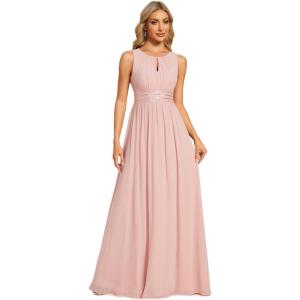 imageEverPretty Womens Fall Crew Neck Sleeveless Ruched A Line Hollow Out Sequin Maxi Formal Wedding Guest Dress 01955Pink