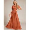 imageEverPretty Womens Elegant Round Neck Short Sleeves Chiffon Empire Waist Floor Length Formal Bridesmaid Dress 01840PHBrandied Melon