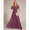 imageEverPretty Womens Elegant Round Neck Short Sleeves Chiffon Empire Waist Floor Length Formal Bridesmaid Dress 01840PHDamson