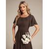 imageEverPretty Womens Elegant Round Neck Short Sleeves Chiffon Empire Waist Floor Length Formal Bridesmaid Dress 01840PHEspresso