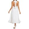 imageEverPretty Womens Sexy Halter HiLo Homecoming Dresses Chiffon A Line Wedding Guest Dress White US14