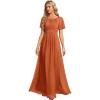 imageEverPretty Womens Elegant Round Neck Short Sleeves Chiffon Empire Waist Floor Length Formal Bridesmaid Dress 01840PHBrandied Melon