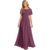 imageEverPretty Womens Elegant Round Neck Short Sleeves Chiffon Empire Waist Floor Length Formal Bridesmaid Dress 01840PHDamson