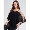 imageEverPretty Womens Glitter Double Layer Flowy Chiffon Blouse for Party Evening Wedding Top Blouses Shirt 02444Black