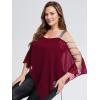 imageEverPretty Womens Glitter Double Layer Flowy Chiffon Blouse for Party Evening Wedding Top Blouses Shirt 02444Burgundy