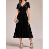 imageEverPretty Womens Elegant Velvet ALine Short Ruffles Sleeves Formal DressBlack
