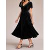 imageEverPretty Womens Elegant Velvet ALine Short Ruffles Sleeves Formal DressBlack