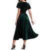 imageEverPretty Womens Elegant Velvet ALine Short Ruffles Sleeves Formal DressDeep Green