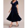 imageEverPretty Womens Elegant Velvet ALine Short Ruffles Sleeves Formal DressNavy Blue