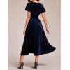 imageEverPretty Womens Elegant Velvet ALine Short Ruffles Sleeves Formal DressNavy Blue