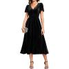 imageEverPretty Womens Elegant Velvet ALine Short Ruffles Sleeves Formal DressBlack