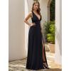 imageEverPretty Womens Deep VNeck Sleeveless Side Slit Floor Length Bridesmaid Wedding Guest Dress 0168BBlack