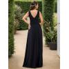 imageEverPretty Womens Deep VNeck Sleeveless Side Slit Floor Length Bridesmaid Wedding Guest Dress 0168BBlack