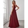 imageEverPretty Womens Deep VNeck Sleeveless Side Slit Floor Length Bridesmaid Wedding Guest Dress 0168BBurgundy