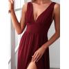 imageEverPretty Womens Deep VNeck Sleeveless Side Slit Floor Length Bridesmaid Wedding Guest Dress 0168BBurgundy