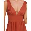 imageEverPretty Womens Deep VNeck Sleeveless Side Slit Floor Length Bridesmaid Wedding Guest Dress 0168BBurnt Orange