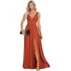 imageEverPretty Womens Deep VNeck Sleeveless Side Slit Floor Length Bridesmaid Wedding Guest Dress 0168BBurnt Orange