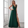 imageEverPretty Womens Deep VNeck Sleeveless Side Slit Floor Length Bridesmaid Wedding Guest Dress 0168BDark Green