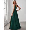 imageEverPretty Womens Deep VNeck Sleeveless Side Slit Floor Length Bridesmaid Wedding Guest Dress 0168BDark Green