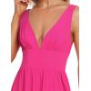 imageEverPretty Womens Deep VNeck Sleeveless Side Slit Floor Length Bridesmaid Wedding Guest Dress 0168BHot Pink