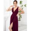 imageEverPretty Womens Deep VNeck Sleeveless Side Slit Floor Length Bridesmaid Wedding Guest Dress 0168BMulberry