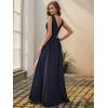 imageEverPretty Womens Deep VNeck Sleeveless Side Slit Floor Length Bridesmaid Wedding Guest Dress 0168BNavy Blue