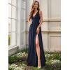 imageEverPretty Womens Deep VNeck Sleeveless Side Slit Floor Length Bridesmaid Wedding Guest Dress 0168BNavy Blue