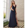 imageEverPretty Womens Deep VNeck Sleeveless Side Slit Floor Length Bridesmaid Wedding Guest Dress 0168BNavy Blue