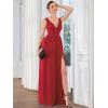 imageEverPretty Womens Deep VNeck Sleeveless Side Slit Floor Length Bridesmaid Wedding Guest Dress 0168BRed