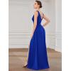 imageEverPretty Womens Deep VNeck Sleeveless Side Slit Floor Length Bridesmaid Wedding Guest Dress 0168BSapphire Blue