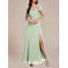 imageEverPretty Womens Elegant Chiffon Flared Sleeves Front Split Square Neck Floor Length Evening DressesMint Green
