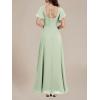 imageEverPretty Womens Elegant Chiffon Flared Sleeves Front Split Square Neck Floor Length Evening DressesMint Green