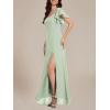 imageEverPretty Womens Elegant Chiffon Flared Sleeves Front Split Square Neck Floor Length Evening DressesMint Green