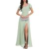 imageEverPretty Womens Elegant Chiffon Flared Sleeves Front Split Square Neck Floor Length Evening DressesMint Green
