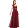 imageEverPretty Womens ALine Plus Size Sparkle FloorLength Wedding Guest Dress Burgundy US6
