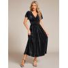 imageEverPretty Womens Fall Winter V Neck Short Sleeves A Line Elastic Waist Midi Length Velvet Wedding Guest Dress 01939Black