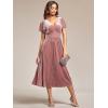 imageEverPretty Womens Fall Winter V Neck Short Sleeves A Line Elastic Waist Midi Length Velvet Wedding Guest Dress 01939Orchid