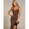 imageEverPretty Womens Glitter Evening Dresses Womens V Neck Stretchy High Slit Sequin Shoulder Strap Formal Gowns 01888Coffee