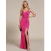 imageEverPretty Womens Glitter Evening Dresses Womens V Neck Stretchy High Slit Sequin Shoulder Strap Formal Gowns 01888Hot Pink
