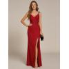 imageEverPretty Womens Glitter Evening Dresses Womens V Neck Stretchy High Slit Sequin Shoulder Strap Formal Gowns 01888Red