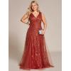 imageEverPretty Womens Sexy Sleeveless VNeck Evening Gowns Empire Waist Sequin Embroidery Formal DressAburnt Orange