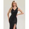 imageEverPretty Womens VNeck Sleeveless Sequin Floor Length Mermaid Formal Evening Dress 02583Black