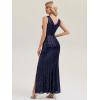 imageEverPretty Womens VNeck Sleeveless Sequin Floor Length Mermaid Formal Evening Dress 02583Navy Blue