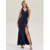 imageEverPretty Womens VNeck Sleeveless Sequin Floor Length Mermaid Formal Evening Dress 02583Navy Blue