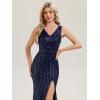 imageEverPretty Womens VNeck Sleeveless Sequin Floor Length Mermaid Formal Evening Dress 02583Navy Blue