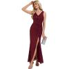 imageEverPretty Womens VNeck Sleeveless Sequin Floor Length Mermaid Formal Evening Dress 02583Burgundy