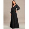 imageEverPretty Womens ALine Formal Wedding Guest Dresses Long Lantern Sleeves Floor Length Glitter Evening GownsBlack